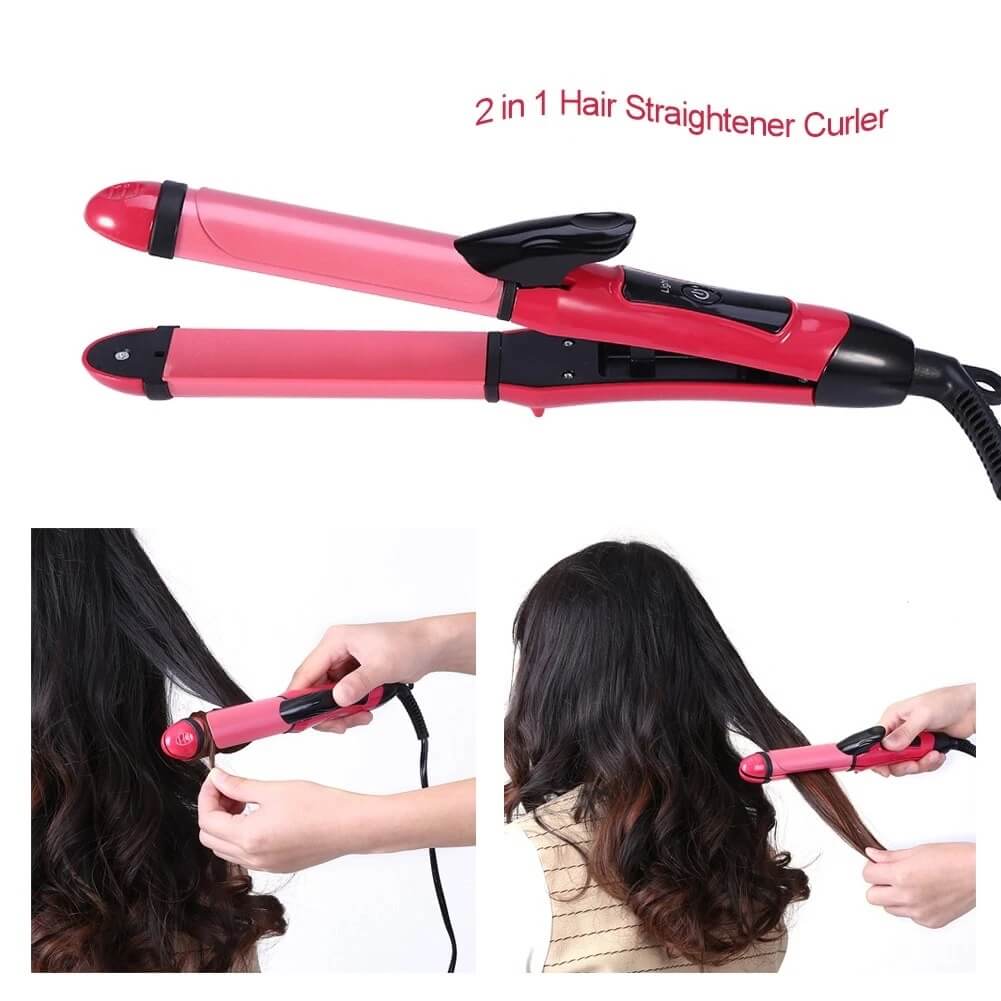 2 In 1 Hair Straightener And Curler Dual Use Flat Ironing Straightener