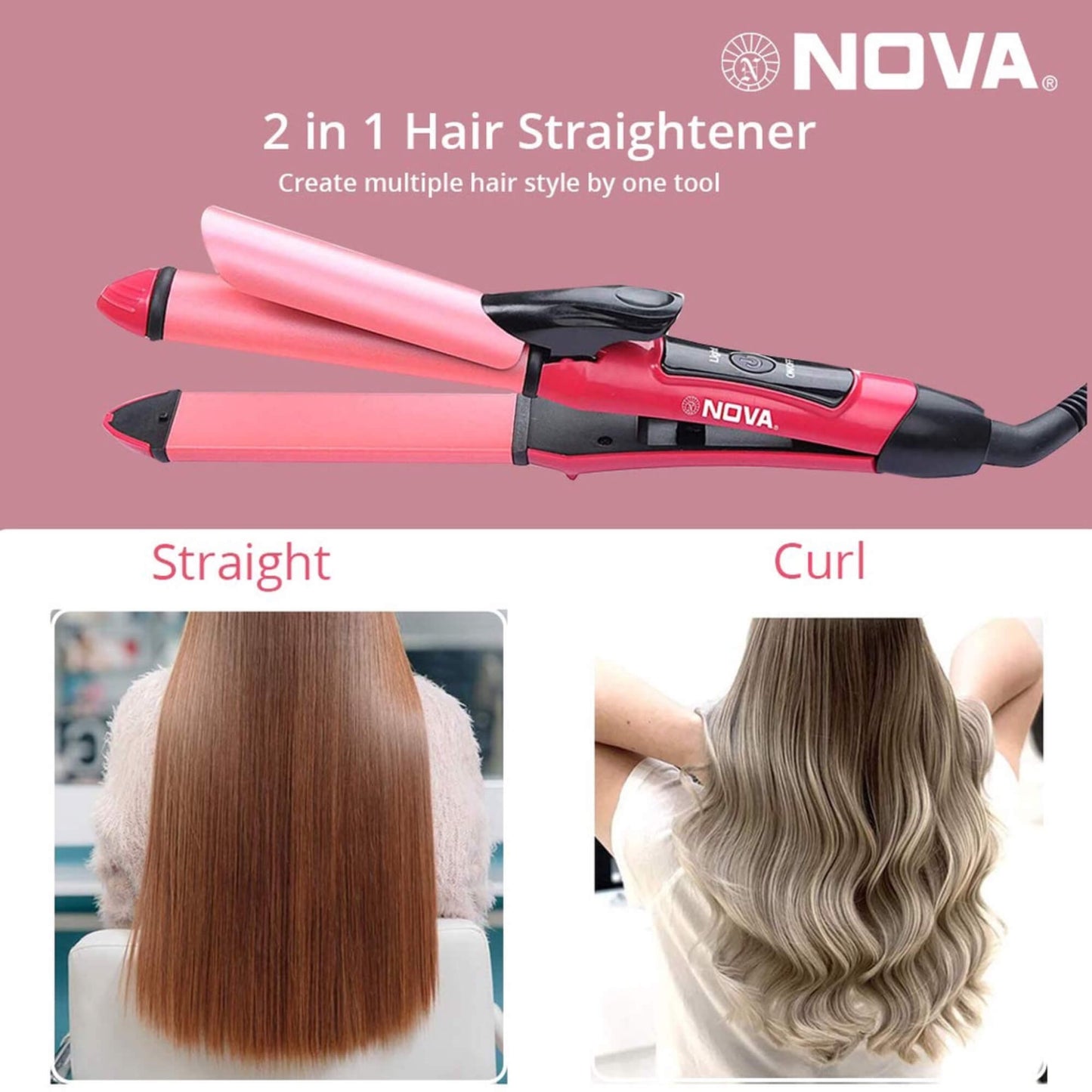 2 In 1 Hair Straightener And Curler Dual Use Flat Ironing Straightener