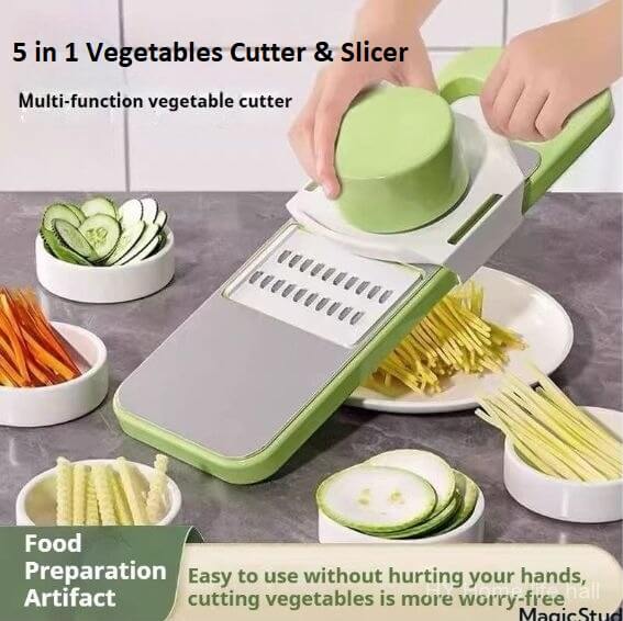 5 In 1 Vegetable Cutter And Slicer, Washable 5 Stainless Steel Cutting Blade Vegetable Cutter Slicer For Home Kitchen & Restaurant