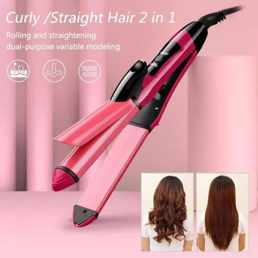 2 In 1 Hair Straightener And Curler Dual Use Flat Ironing Straightener