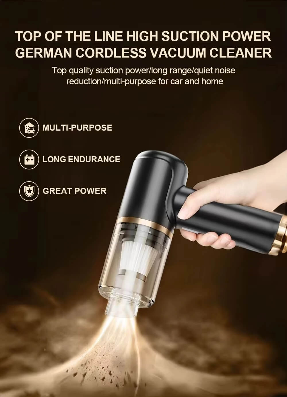Wireless Portable 3-In-1 Vacuum Cleaner Rechargeable Handheld Dust Blower