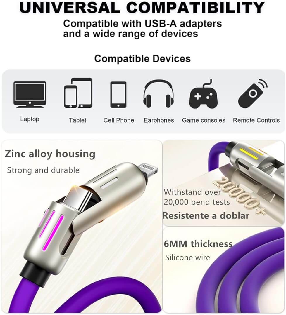 4 In 1 Charging Cable Universal 240w Super-Fast Charging Cable