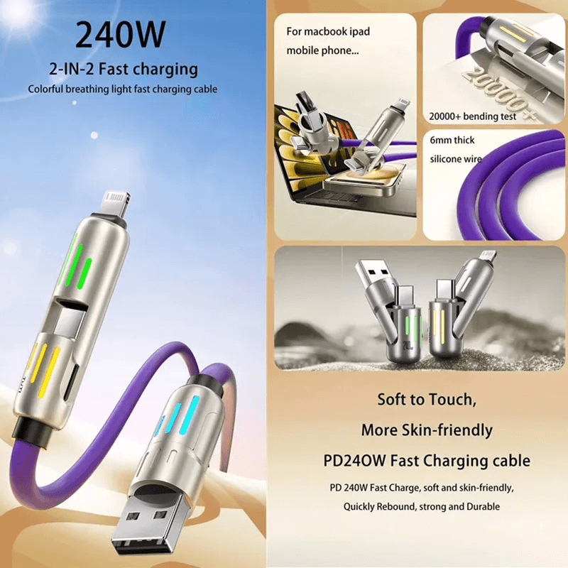 4 In 1 Charging Cable Universal 240w Super-Fast Charging Cable
