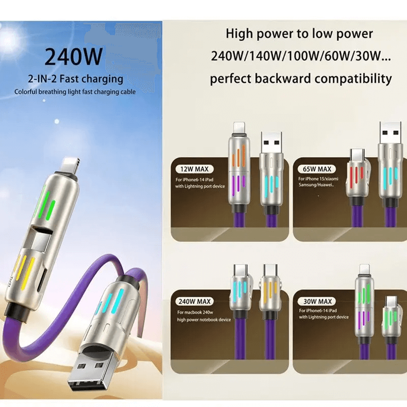4 In 1 Charging Cable Universal 240w Super-Fast Charging Cable