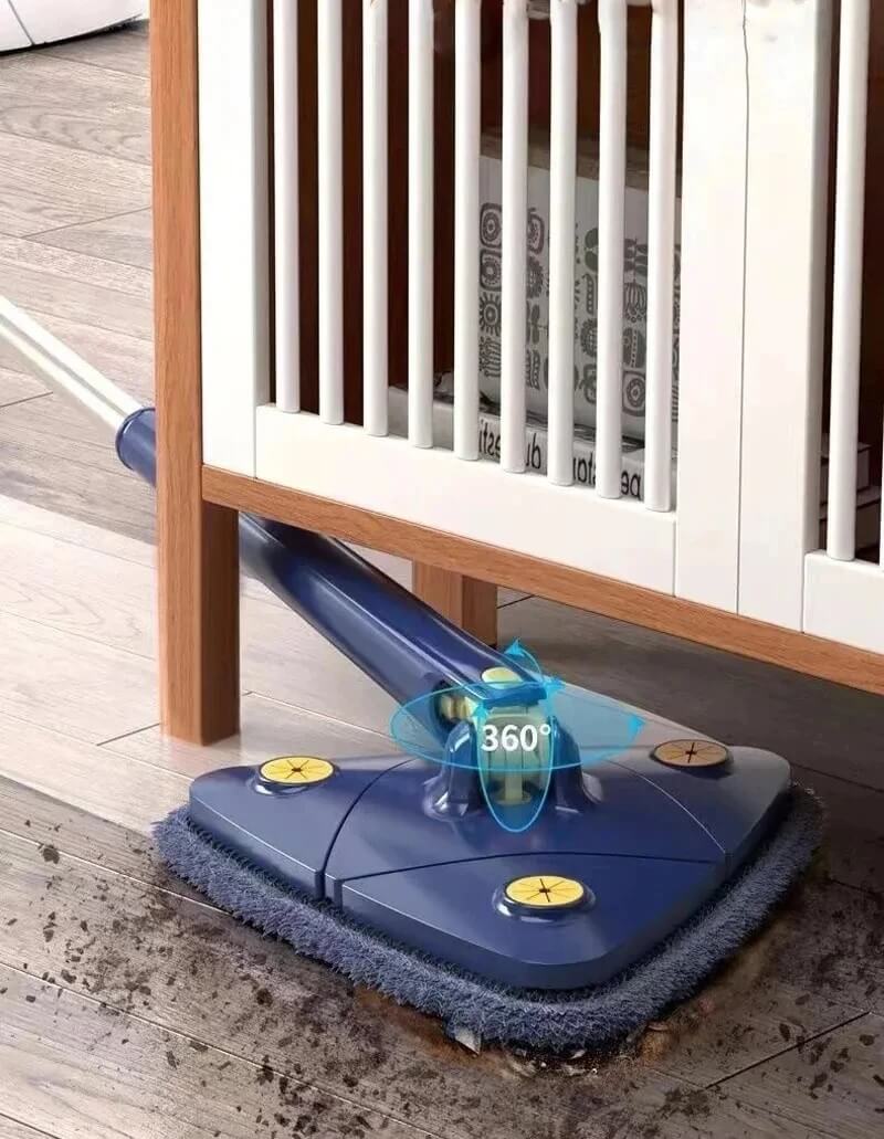Multipurpose 360° Spin Floor Mop – Triangle Rotating Head With Extendable Stainless Steel Handle With Microfiber