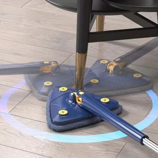 Multipurpose 360° Spin Floor Mop – Triangle Rotating Head With Extendable Stainless Steel Handle With Microfiber
