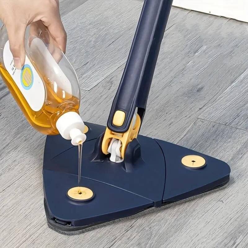 Multipurpose 360° Spin Floor Mop – Triangle Rotating Head With Extendable Stainless Steel Handle With Microfiber