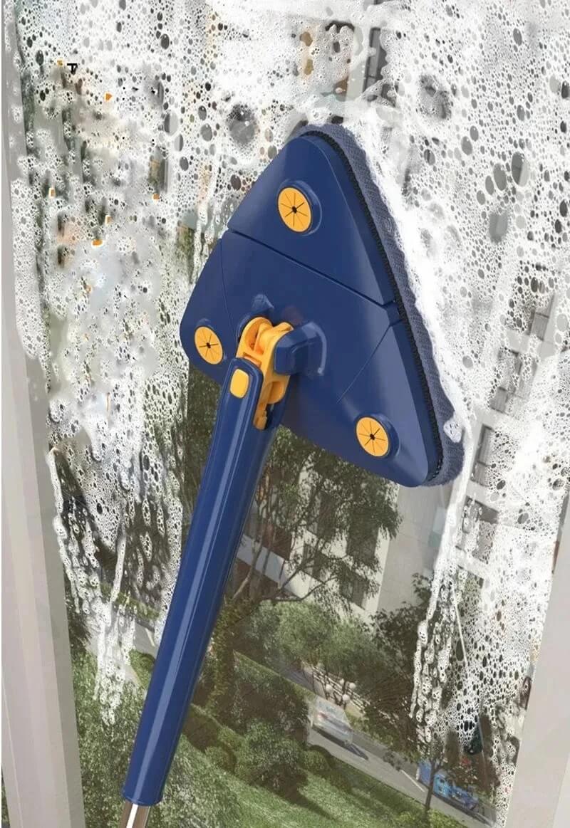 Multipurpose 360° Spin Floor Mop – Triangle Rotating Head With Extendable Stainless Steel Handle With Microfiber