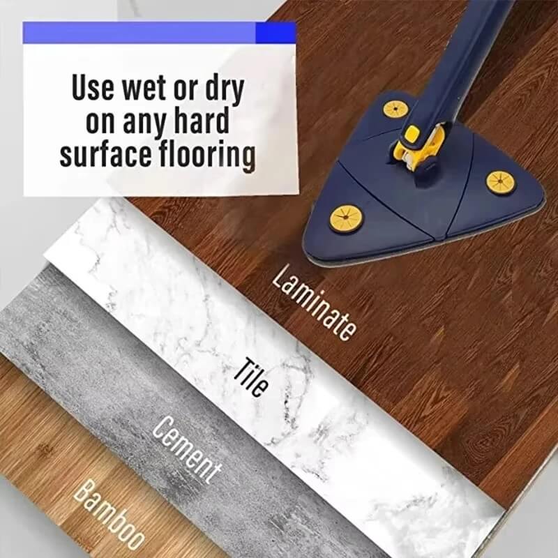 Multipurpose 360° Spin Floor Mop – Triangle Rotating Head With Extendable Stainless Steel Handle With Microfiber