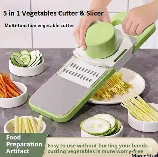 5 In 1 Vegetable Cutter And Slicer, Washable 5 Stainless Steel Cutting Blade Vegetable Cutter Slicer For Home Kitchen & Restaurant