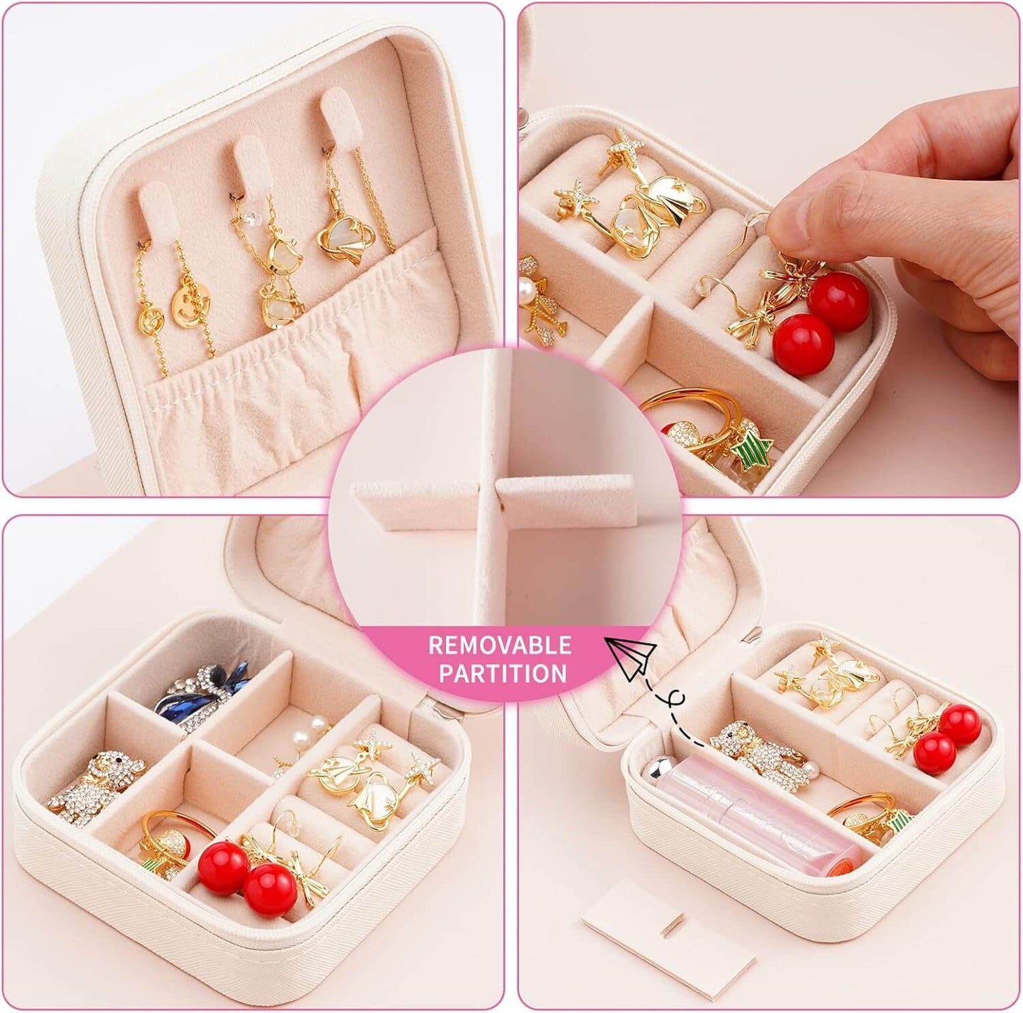 Jewelry Organizer Box For Girls PortableOrganizer For Rings, Earrings, Necklaces & Bracelets Stylish Jewelry Display Case